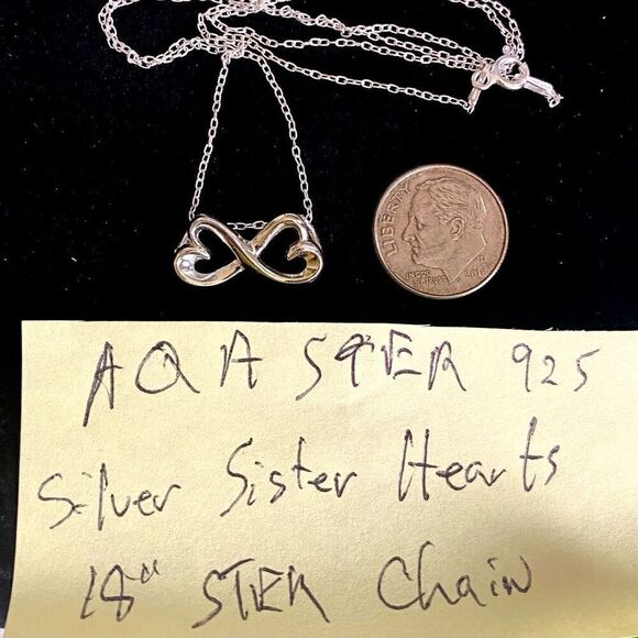 AQA Sterling Silver “Sisters” Heart Pendant - Picture 10 of 10